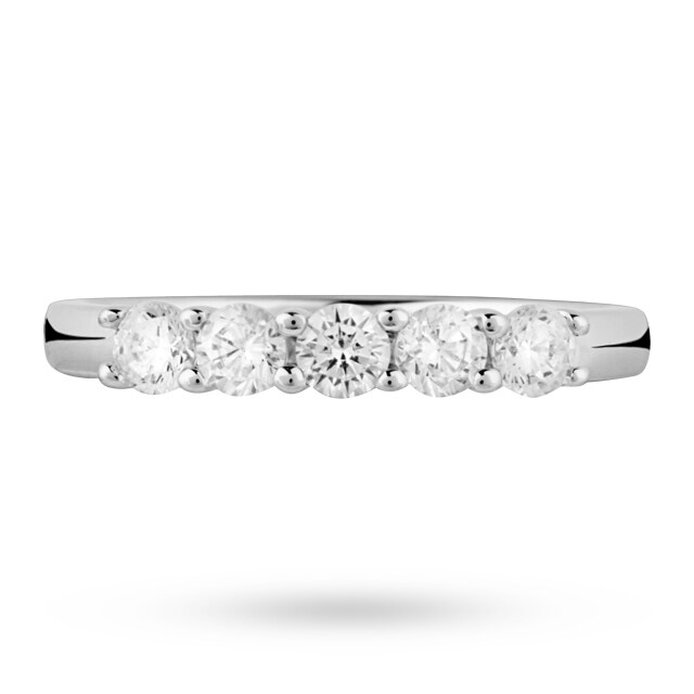Goldsmiths 0.50 Total Carat Weight Brilliant Cut Diamond 5 Stone Ring In 9 Carat White Gold