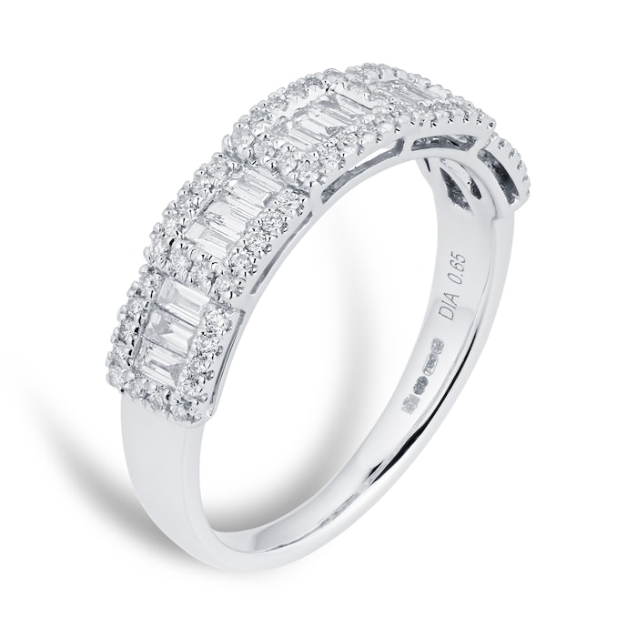 Goldsmiths 18ct White Gold 0.65ct Baguette Halo Eternity Rings