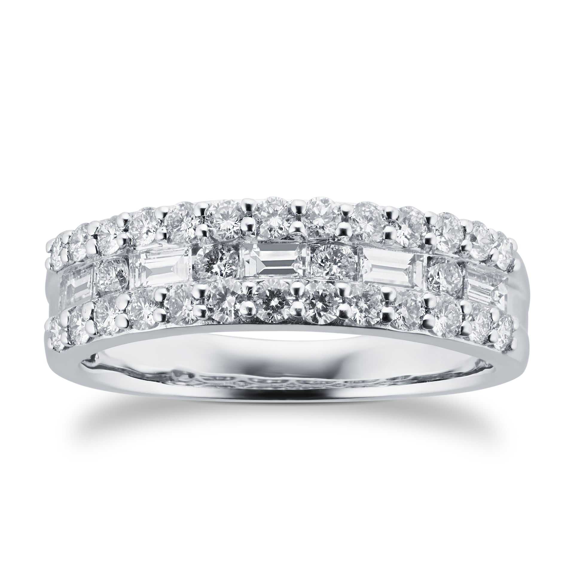 18ct White Gold 1.00ct Fancy Baguette Halo Eternity Ring