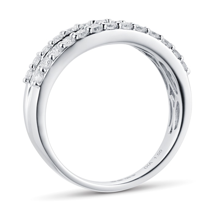 Goldsmiths 18ct White Gold 1.00ct Fancy Baguette Halo Eternity Ring