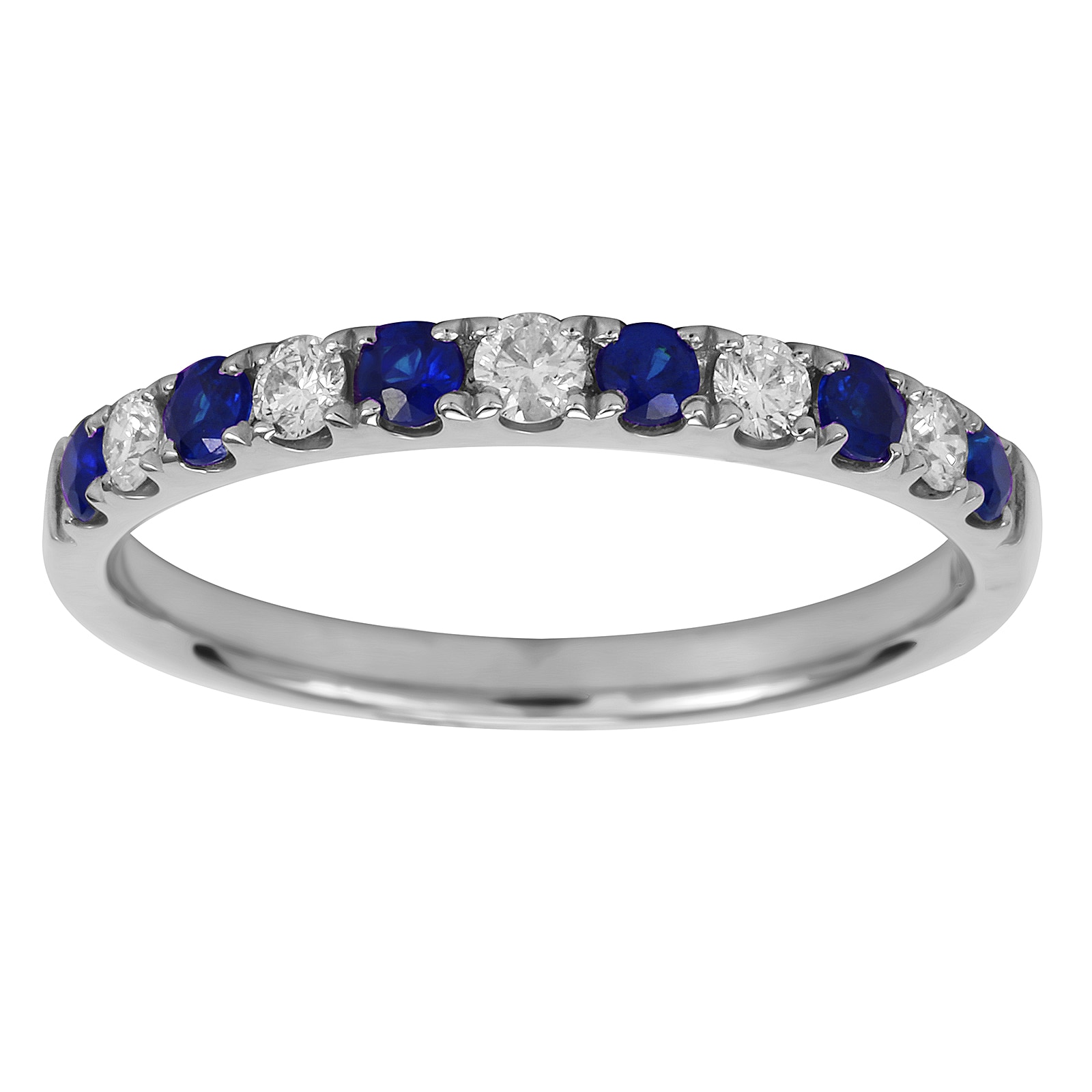 18ct White Gold 0.20ct Diamond & Sapphire Eternity Rings - Ring Size I