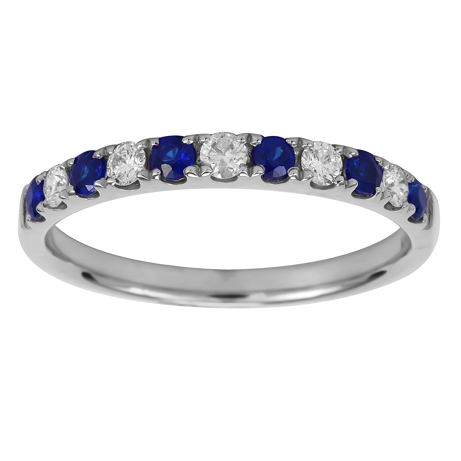Goldsmiths 18ct White Gold 0.20ct Diamond & Sapphire Eternity Rings - Ring Size J Goldsmiths 18ct White Gold 0.20ct Diamond & Sapphire Eternity Rings - Ring Size J