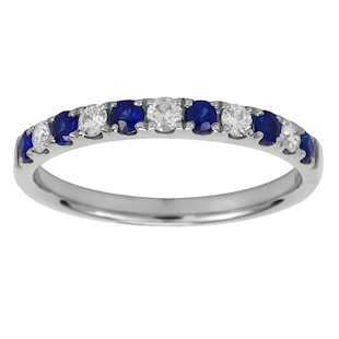 Goldsmiths 18ct White Gold 0.20ct Diamond & Sapphire Eternity Rings