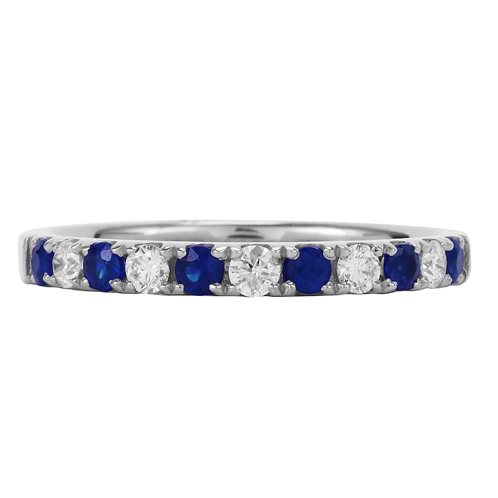 Goldsmiths 18ct White Gold 0.20ct Diamond & Sapphire Eternity Rings - Ring Size J