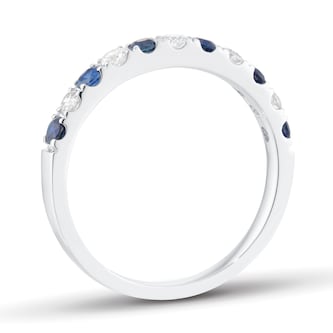 Goldsmiths 18ct White Gold 0.20ct Diamond & Sapphire Eternity Rings