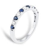 Goldsmiths 18ct White Gold 0.20ct Diamond & Sapphire Eternity Rings - Ring Size J
