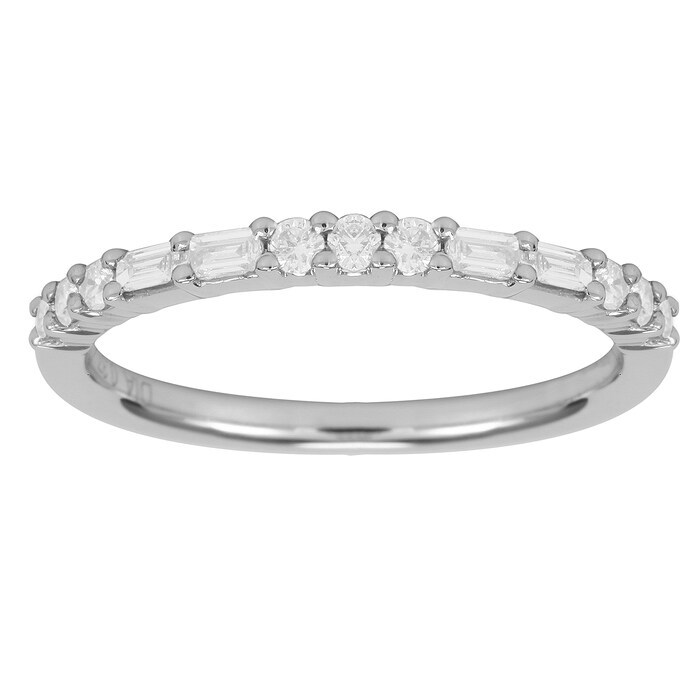 Goldsmiths 18ct White Gold 0.37ct Baguette & Round Eternity Rings