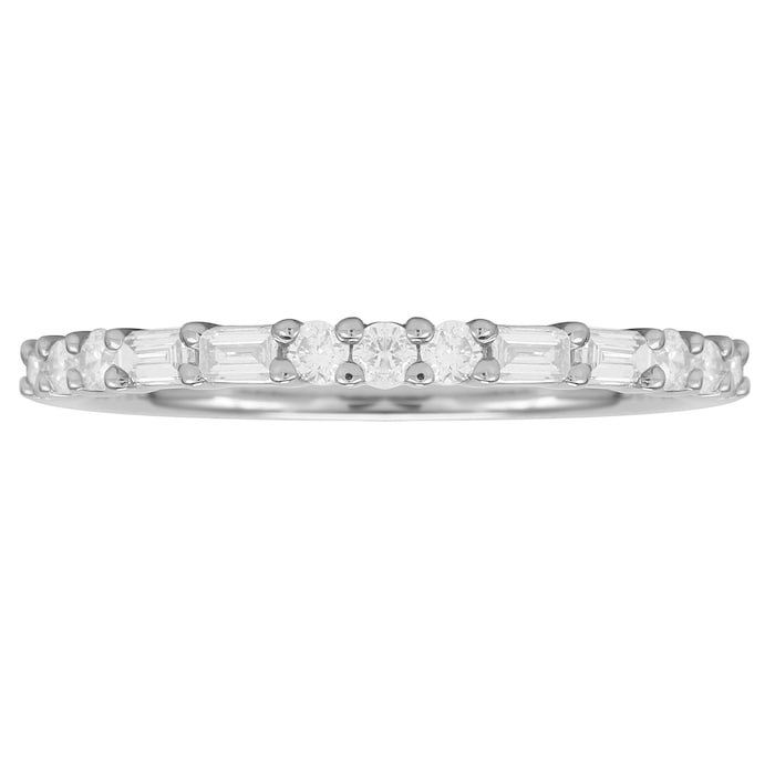 Goldsmiths 18ct White Gold 0.37ct Baguette & Round Eternity Rings