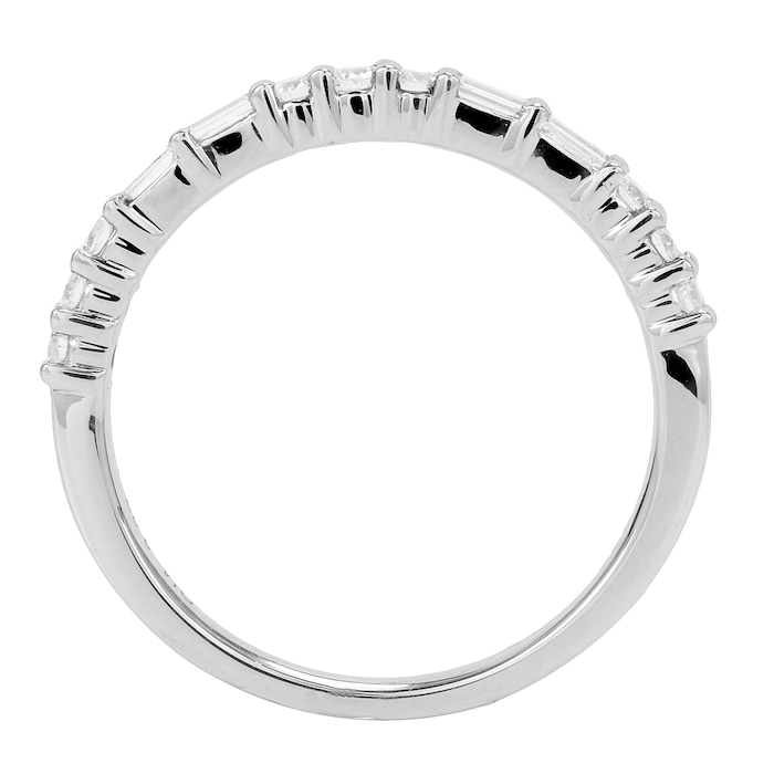 Goldsmiths 18ct White Gold 0.37ct Baguette & Round Eternity Rings