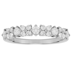 Goldsmiths 9ct White Gold 0.75ct Diamond Flower Fancy Eternity Ring