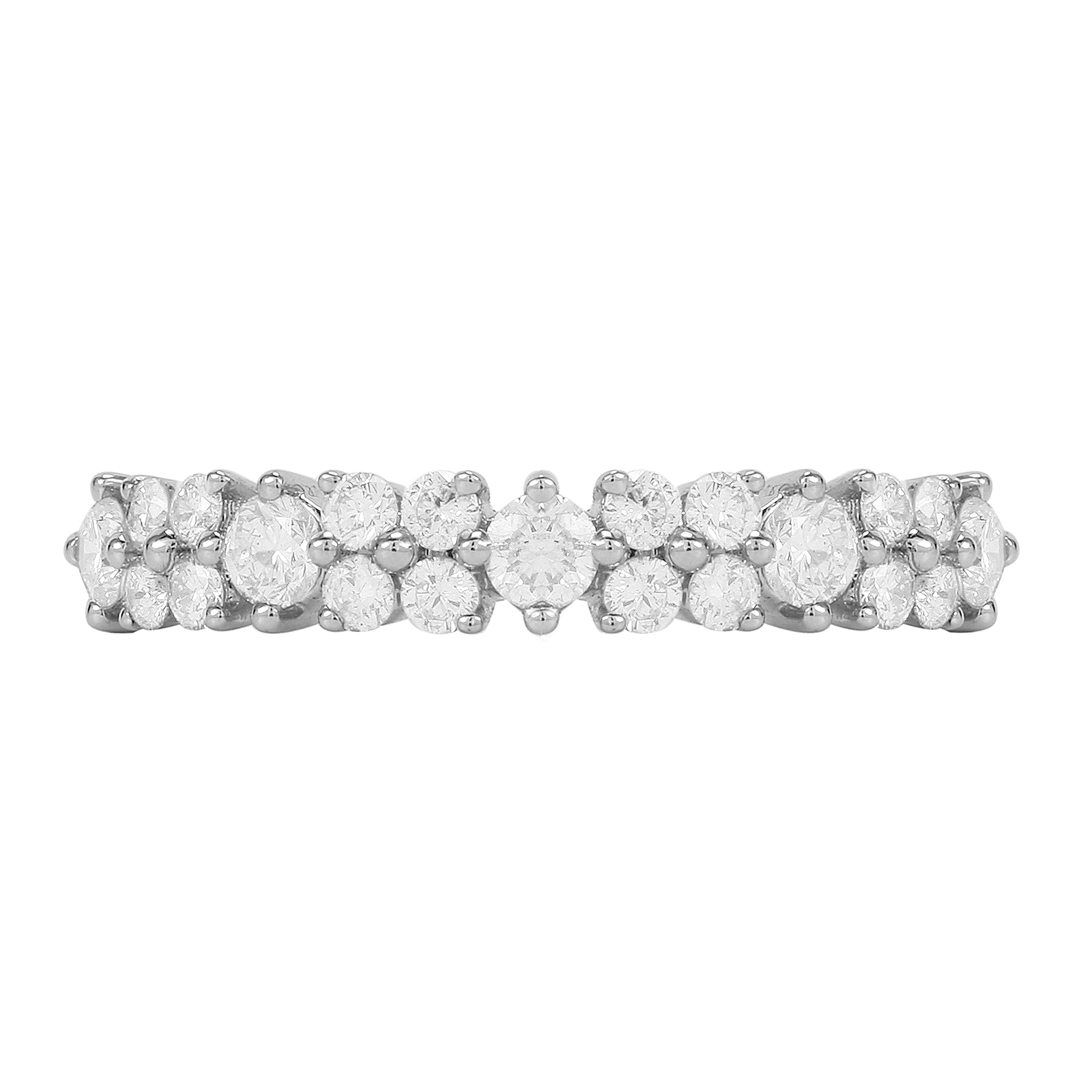 Goldsmiths 9ct White Gold 0.75ct Diamond Flower Fancy Eternity Ring Goldsmiths 9ct White Gold 0.75ct Diamond Flower Fancy Eternity Ring