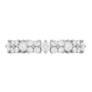 Goldsmiths 9ct White Gold 0.75ct Diamond Flower Fancy Eternity Ring