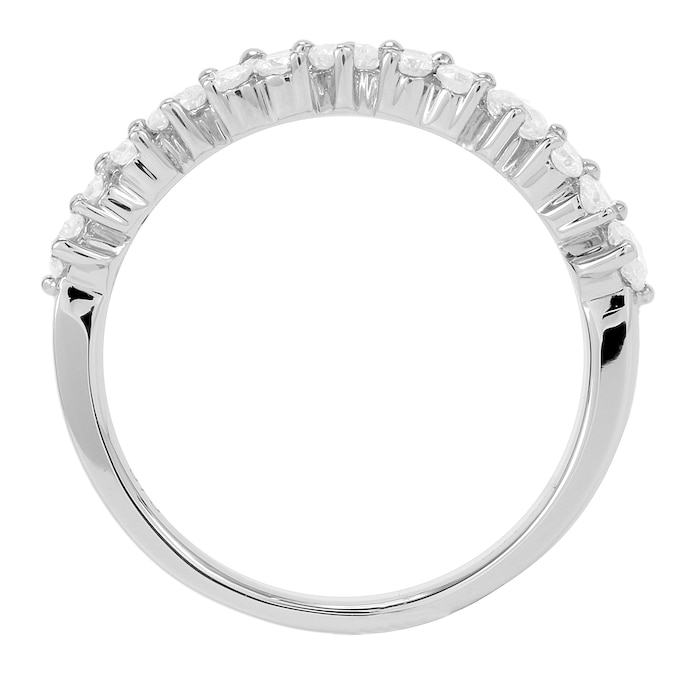 Goldsmiths 9ct White Gold 0.75ct Diamond Flower Fancy Eternity Ring