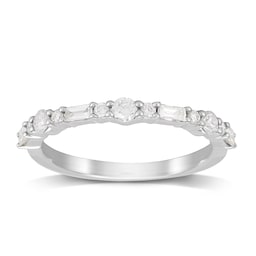 06506165 - Platinum 0.50ct Brilliant & Baguette Cut Half Eternity Ring