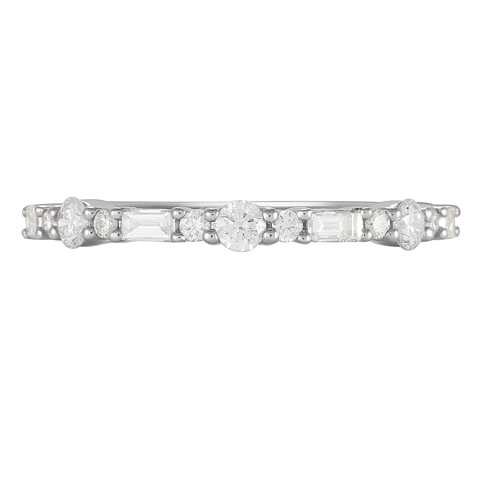 Mappin & Webb Platinum 0.50ct Brilliant & Baguette Cut Half Eternity Ring