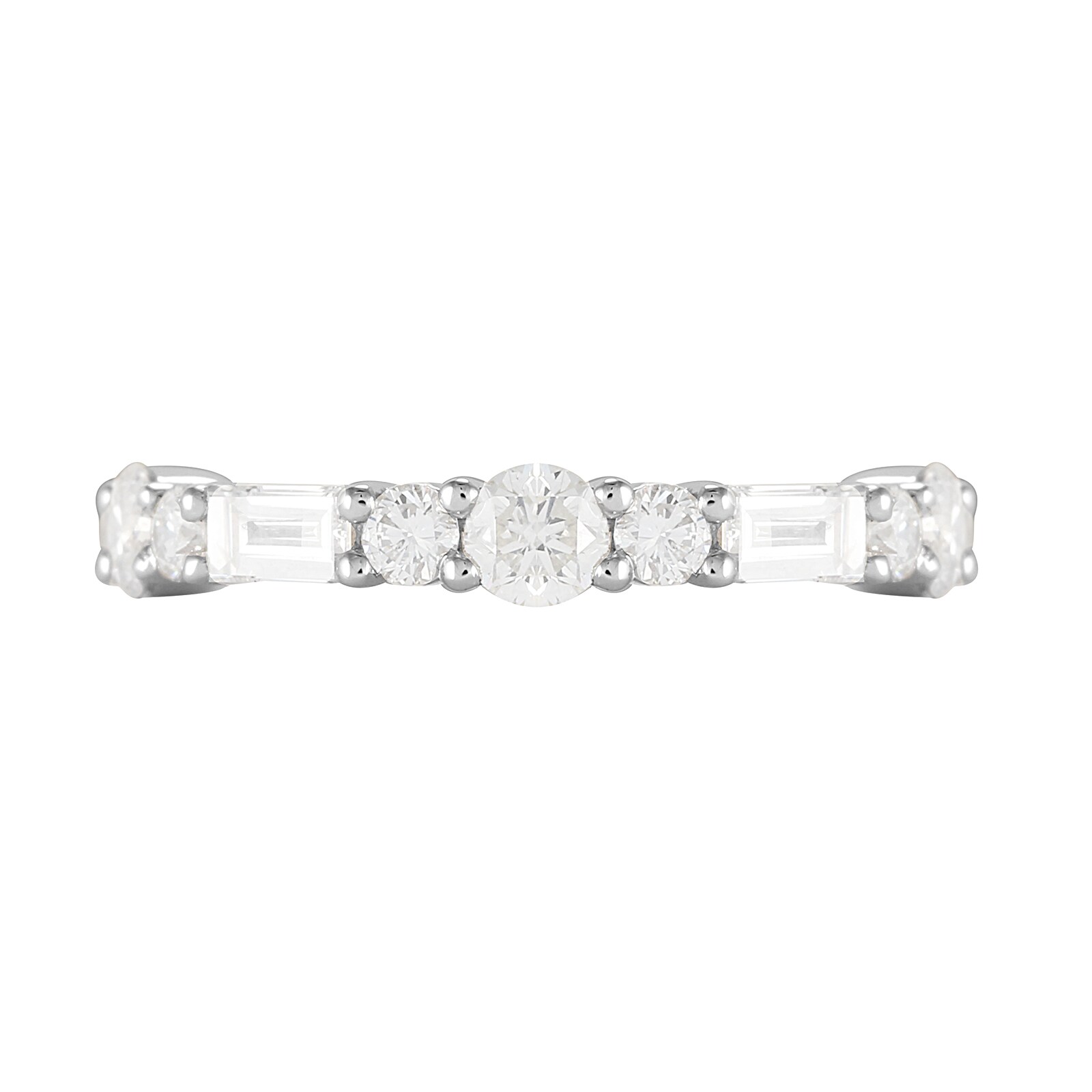 Mappin & Webb Platinum 0.90ct Brilliant & Baguette Cut Half Eternity Ring
