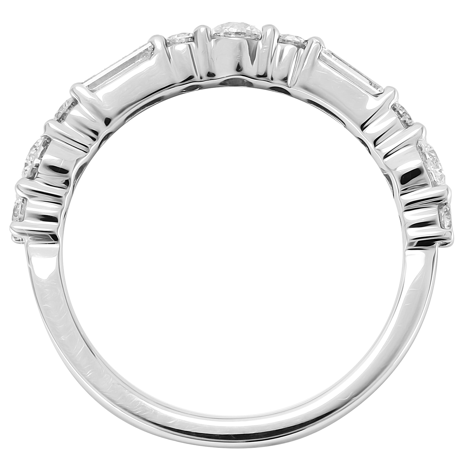 Mappin & Webb Platinum 0.90ct Brilliant & Baguette Cut Half Eternity Ring