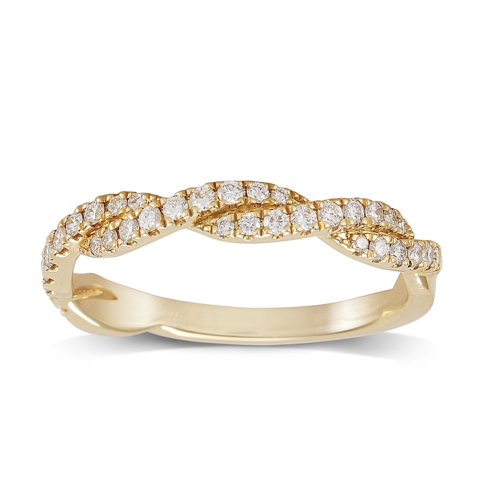 Mappin & Webb 18ct Yellow Gold 0.30ct Round Brilliant Cut Twist Half Eternity Ring