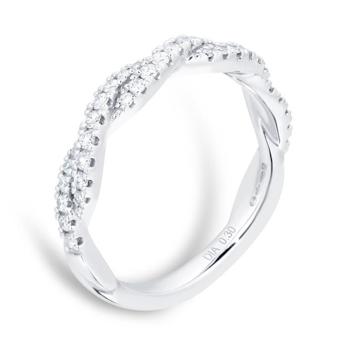 Mappin & Webb Platinum 0.30ct Round Brilliant Cut Twist Half Eternity Ring