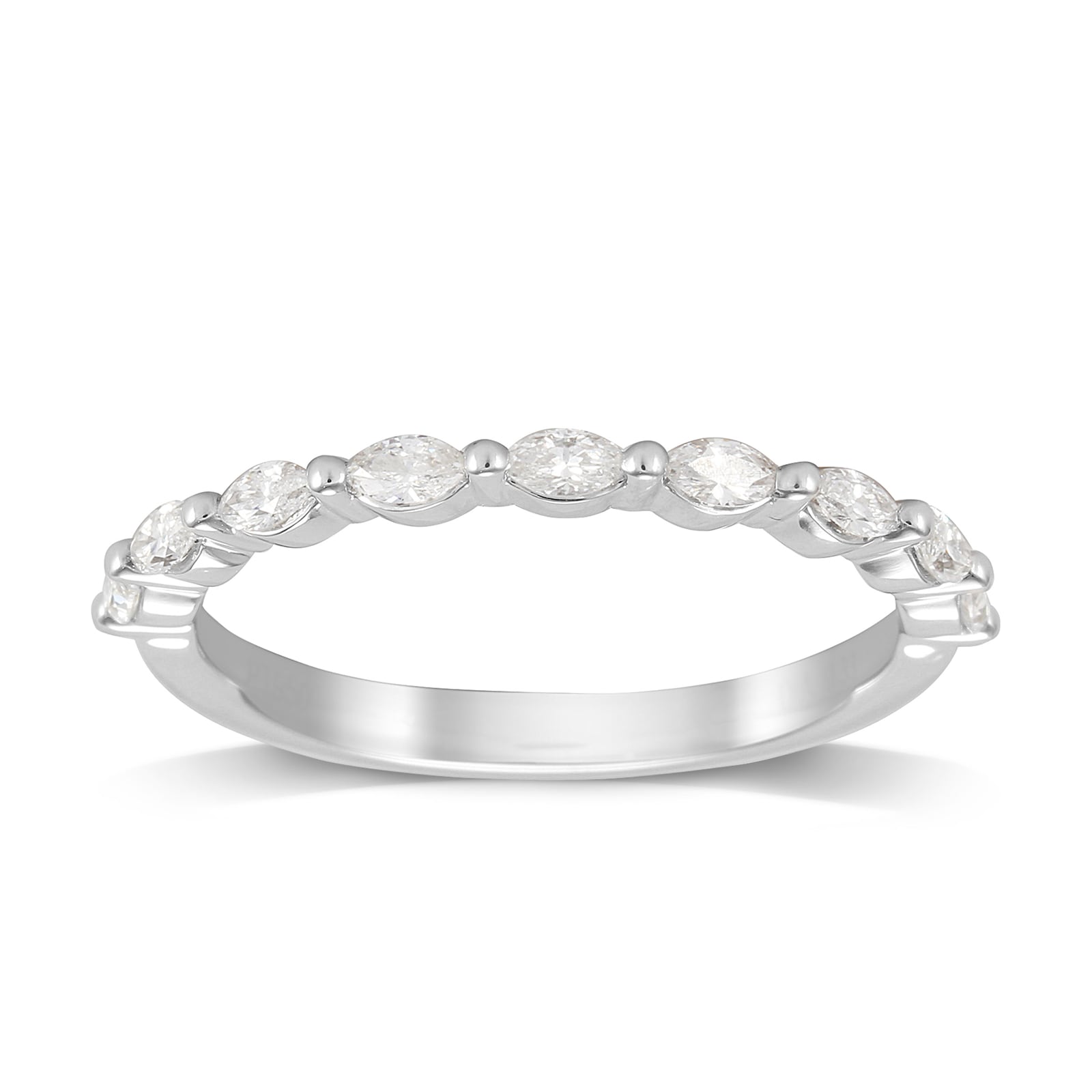 Mappin & Webb Platinum 0.33cttw Marquise Cut Shared Claw Set Half Eternity - Ring Size N Mappin & Webb Platinum 0.33cttw Marquise Cut Shared Claw Set Half Eternity - Ring Size N