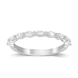 Mappin & Webb Platinum 0.33cttw Marquise Cut Shared Claw Set Half Eternity
