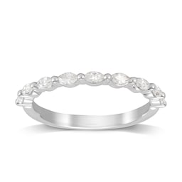 06506171 - Platinum 0.33cttw Marquise Cut Shared Claw Set Half Eternity