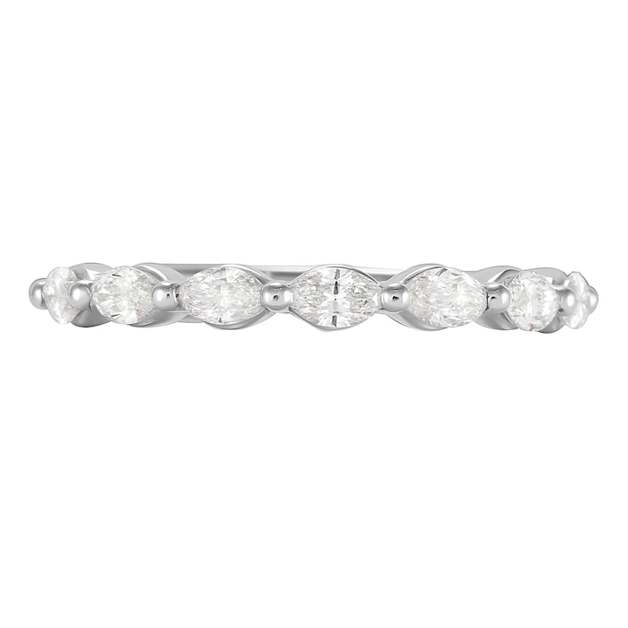 Mappin & Webb Platinum 0.66cttw Marquise Cut Shared Claw Set Half Eternity - Ring Size Q