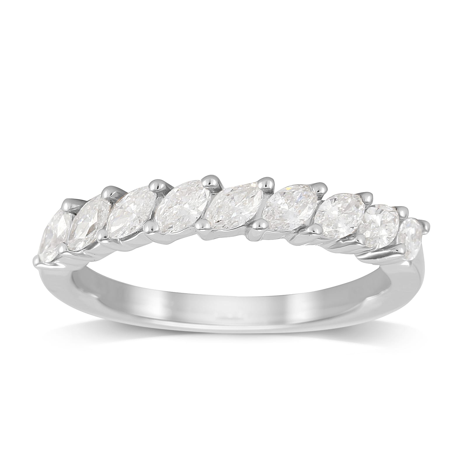 Mappin & Webb Platinum 0.66ct Claw Set Marquise Half Eternity Ring Mappin & Webb Platinum 0.66ct Claw Set Marquise Half Eternity Ring