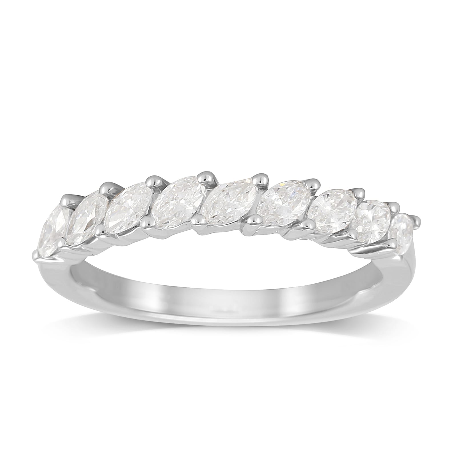 Mappin & Webb Platinum 0.66ct Claw Set Marquise Half Eternity Ring