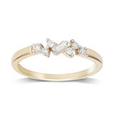 Goldsmiths 9ct Yellow Gold Claw Set 0.15cttw Scatter Ring