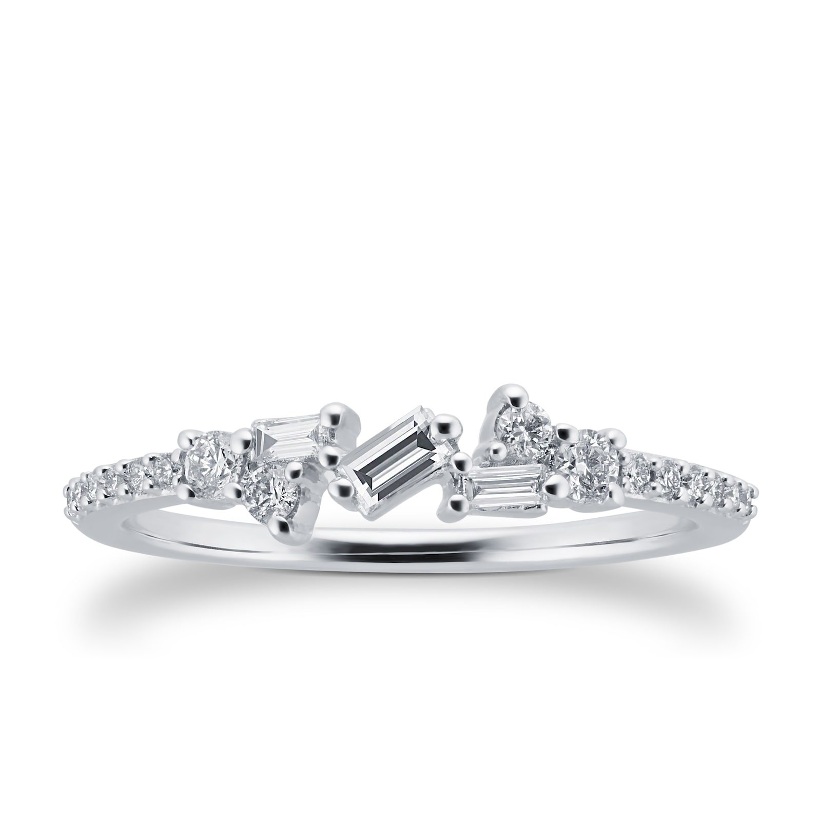 Goldsmiths 9ct White Gold Claw Set 0.23cttw Scatter Ring