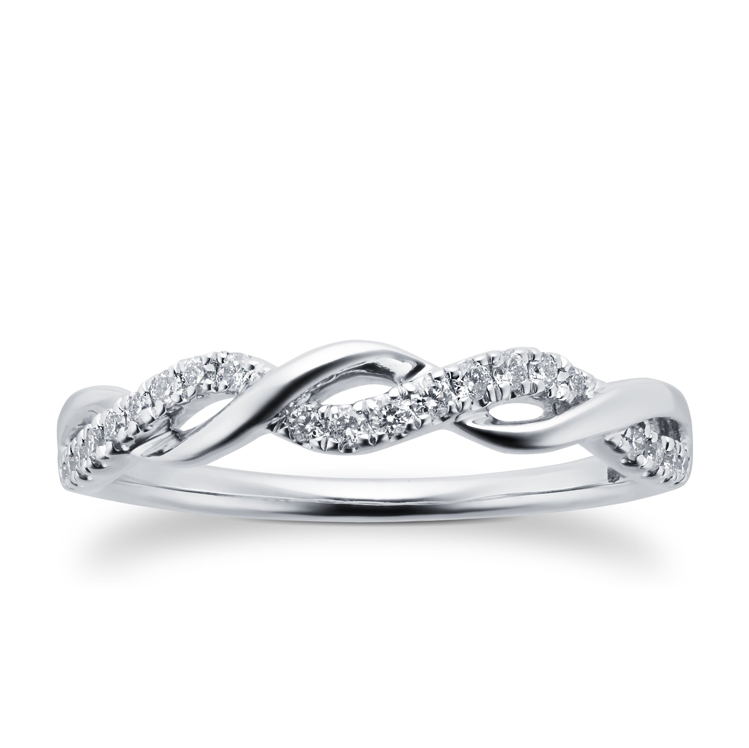 18ct White Gold 0.15cttw Twist Design Eternity Ring - Ring Size Q