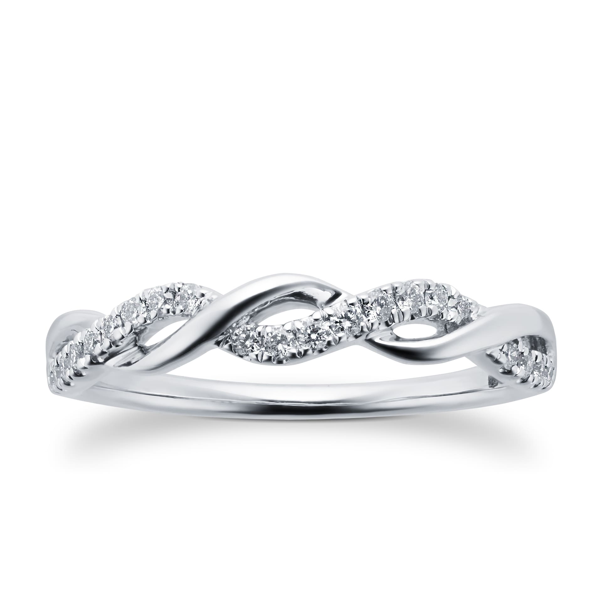 Goldsmiths 18ct White Gold 0.15cttw Twist Design Eternity Ring