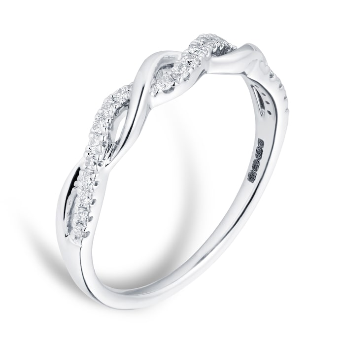 Goldsmiths 18ct White Gold 0.15cttw Twist Design Eternity Ring