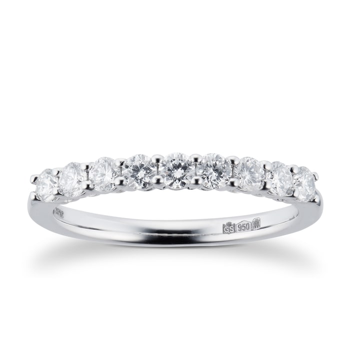 Goldsmiths Platinum 0.50cttw Goldsmiths Brightest Diamond Claw Set Eternity Ring