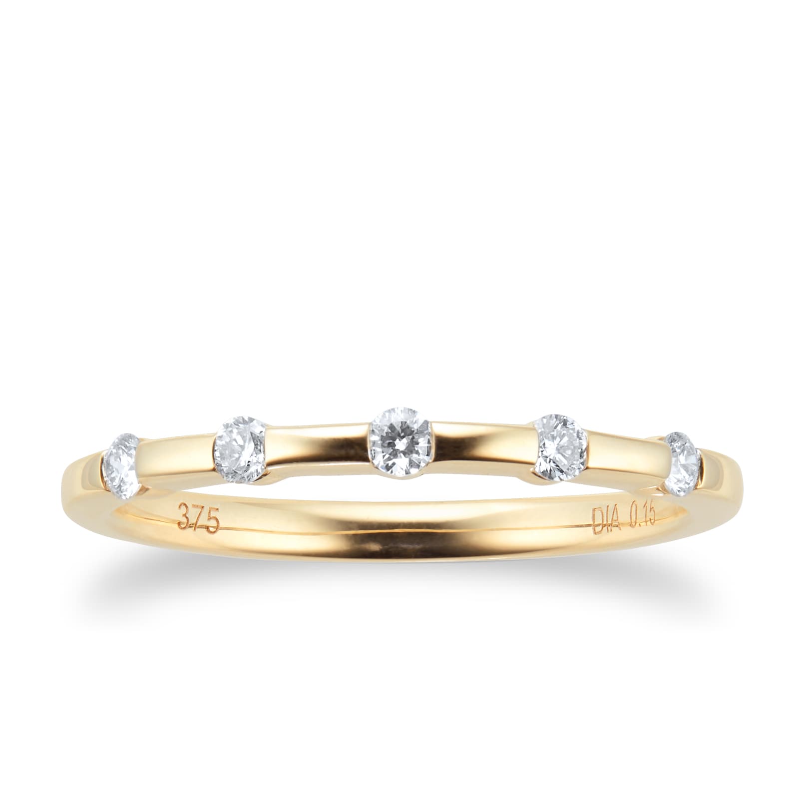 Goldsmiths 9ct Yellow Gold 0.15cttw Round Bezel Set Diamond Goldsmiths 9ct Yellow Gold 0.15cttw Round Bezel Set Diamond