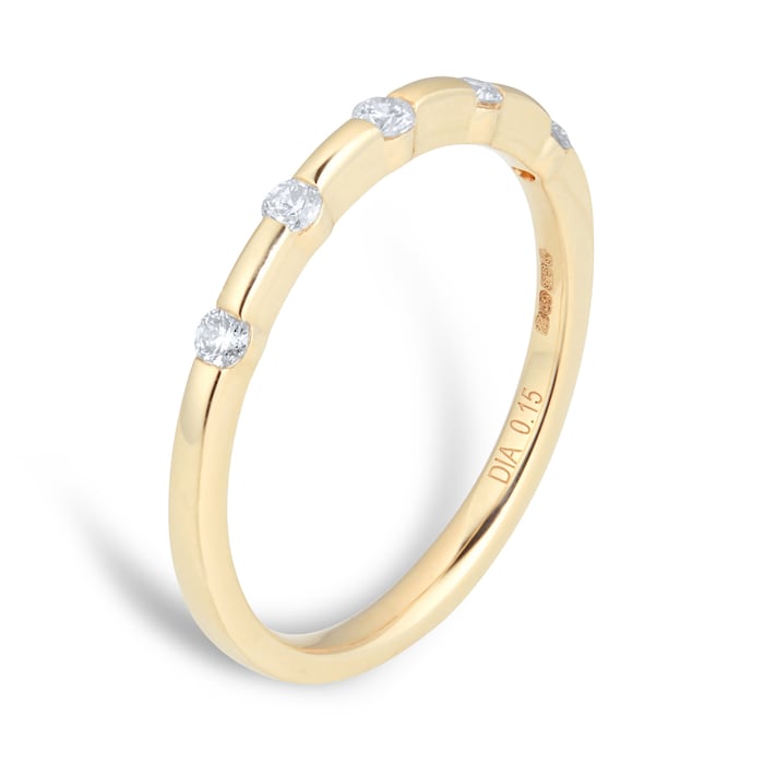 Goldsmiths 9ct Yellow Gold 0.15cttw Round Bezel Set Diamond