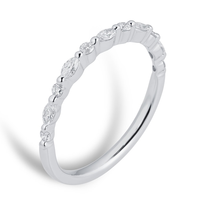 Goldsmiths 9ct White Gold 0.33cttw Diamond Round & Marquise Cut Band Eternity Ring