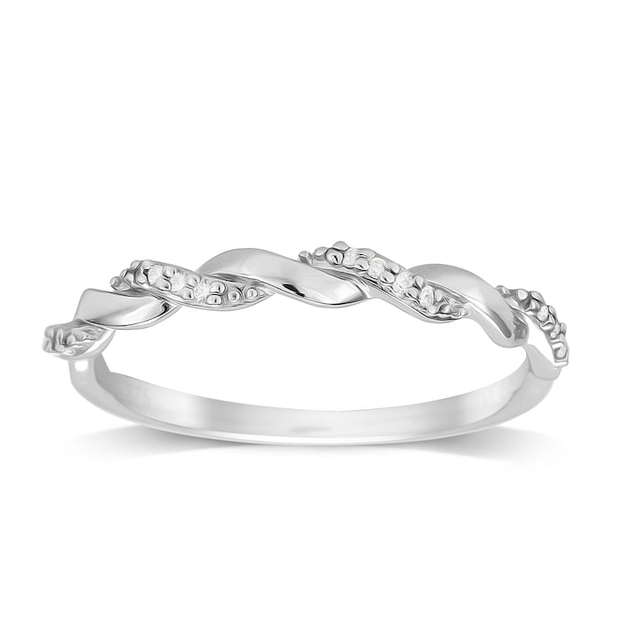 Goldsmiths 9ct White Gold 0.05ct Twist Style Diamond Ring