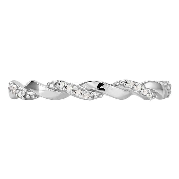 Goldsmiths 9ct White Gold 0.05ct Twist Style Diamond Ring