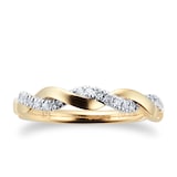 Goldsmiths 9ct Yellow Gold 0.10ct Twist Style Diamond Ring