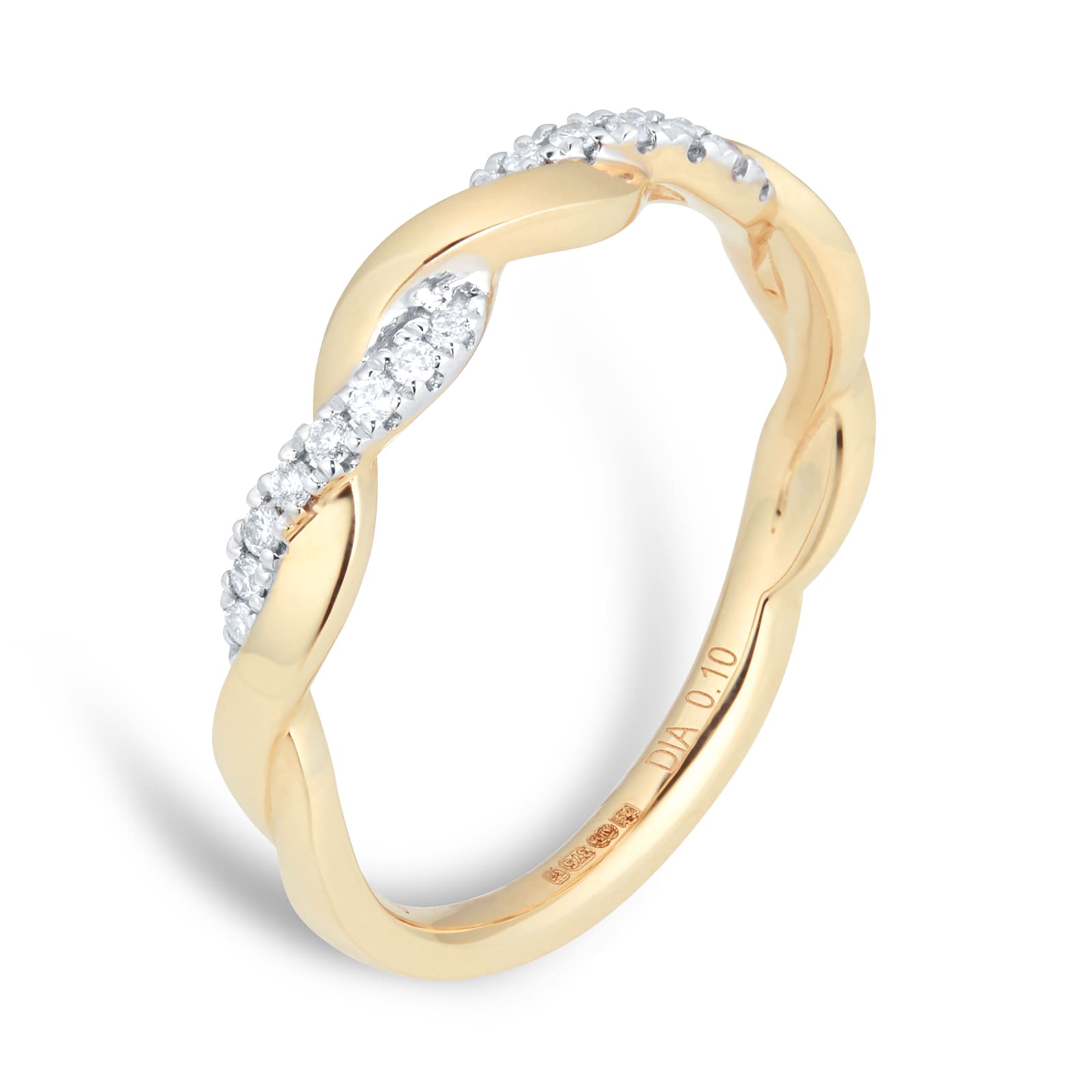 Goldsmiths 9ct Yellow Gold 0.10ct Twist Style Diamond Ring Goldsmiths 9ct Yellow Gold 0.10ct Twist Style Diamond Ring