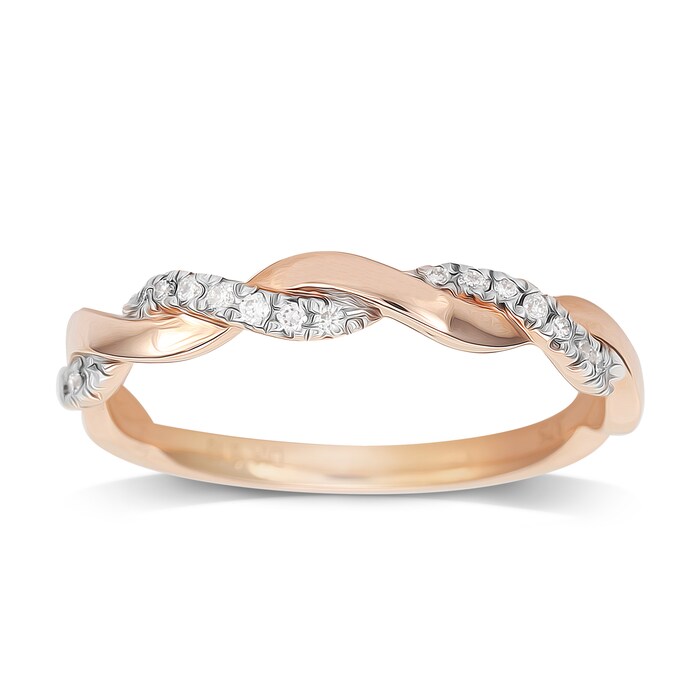 Goldsmiths 9ct Rose Gold 0.10ct Twist Eternity Ring