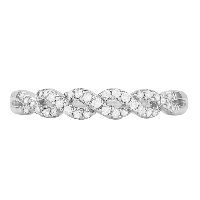 Goldsmiths 9ct White Gold 0.18cttw Diamond Wrap Over Ring