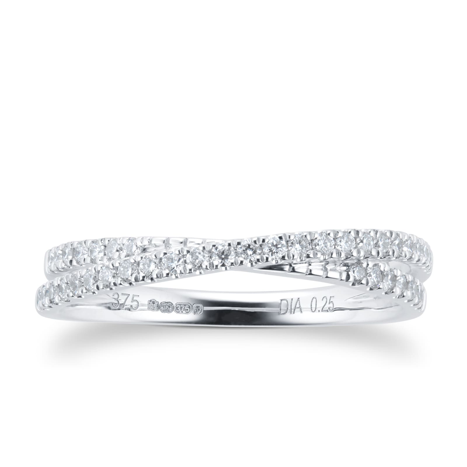 Goldsmiths 9ct White Gold 0.25cttw Thin Cross Over Ring Goldsmiths 9ct White Gold 0.25cttw Thin Cross Over Ring
