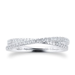 06506199 - 9ct White Gold 0.25cttw Thin Cross Over Ring