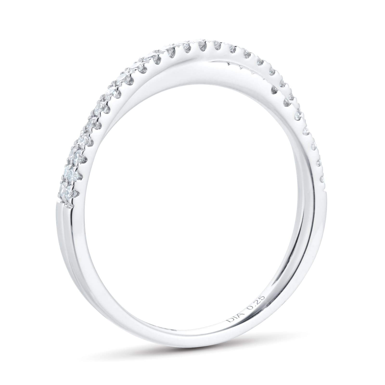 Goldsmiths 9ct White Gold 0.25cttw Thin Cross Over Ring Goldsmiths 9ct White Gold 0.25cttw Thin Cross Over Ring