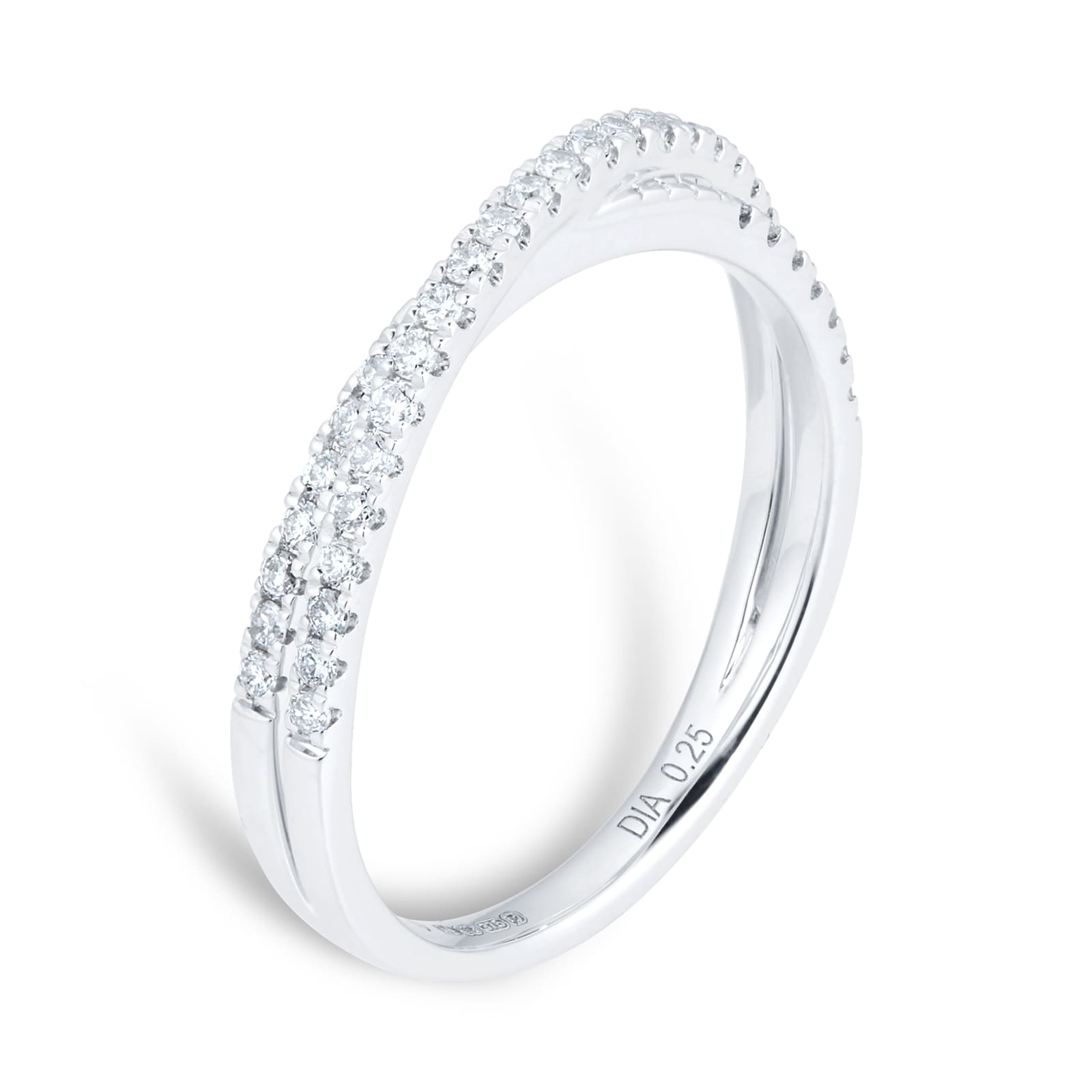 Goldsmiths 9ct White Gold 0.25cttw Thin Cross Over Ring Goldsmiths 9ct White Gold 0.25cttw Thin Cross Over Ring