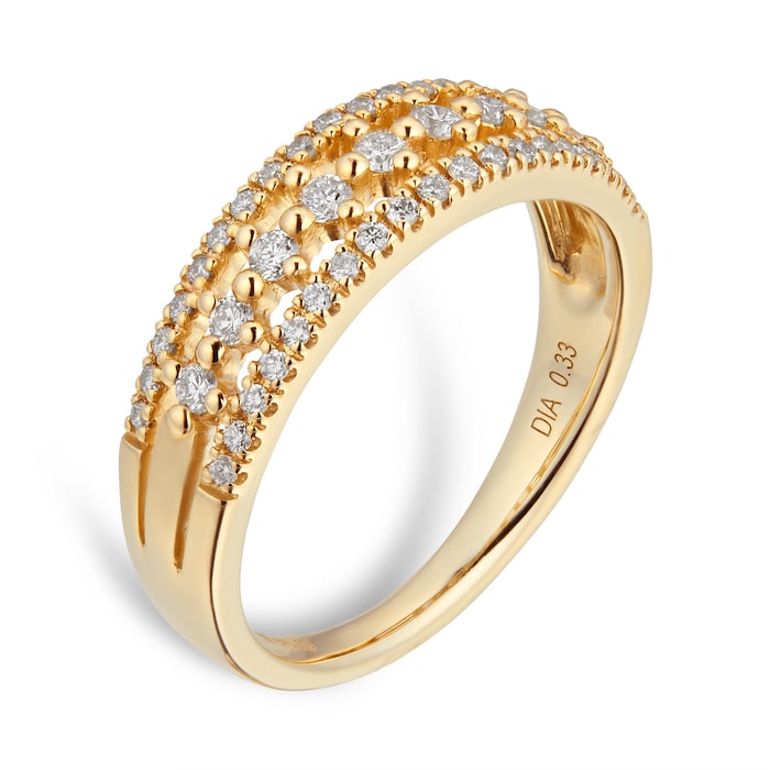 Goldsmiths 9ct Yellow Gold 0.33ct Multi Row Eternity Ring