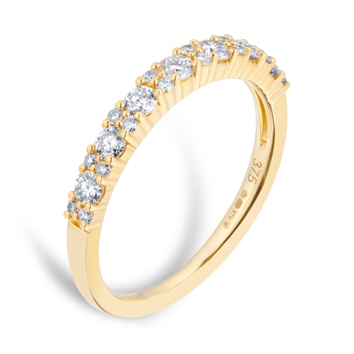 Goldsmiths 9ct Yellow Gold 0.50ct Cluster Eternity Rings